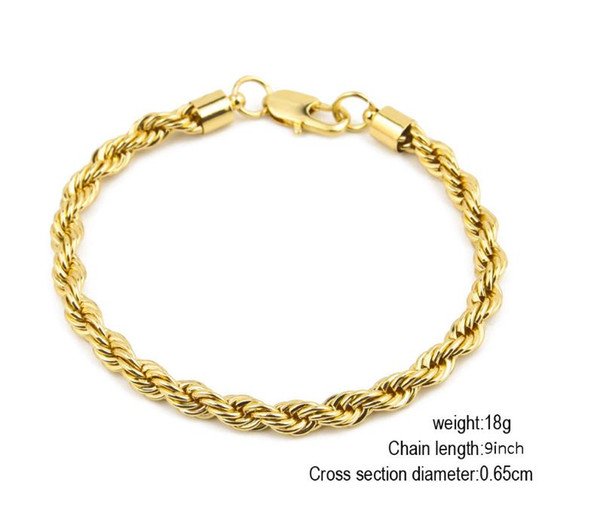 European and American fashion trend personality 6mm twisted rope bracelet high quality gold-plated accessories hip-hop twist bracelet access