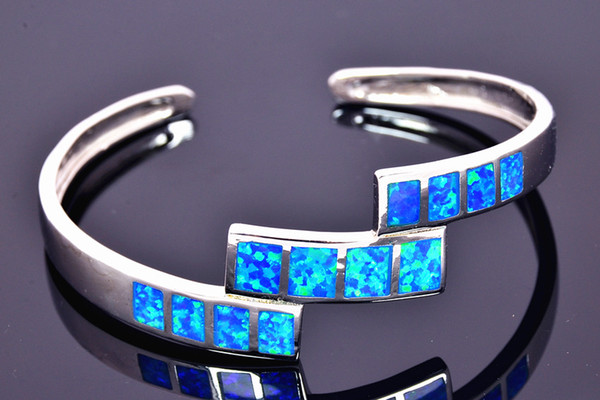 Wholesale & Retail Fashion Fine Blue Fire Opal Bangles 925 Silver Plated Jewelry For Women BNT1522004