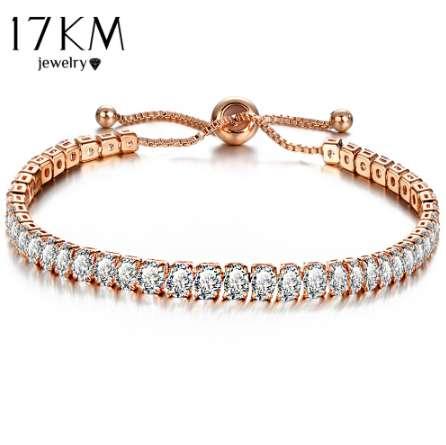 17KM Fashion Cubic Zirconia Tennis Bracelet & Bangle Adjustable Pulseras Mujer Charm Bracelet For Women Bridal Wedding Jewelry