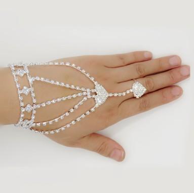 Wedding Bracelets Bangle Harness Rhinestone Bridal Hand Harness Bangle Slave Chain Bridal Hand Bracelets Wedding Dress Accessories