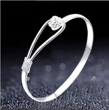 Romantic flower bracelet 925 sterling silver bracelet for women Fahion Sakura Bracelets Open Cuff Bangle Rose Bracelets Wedding Jewelry