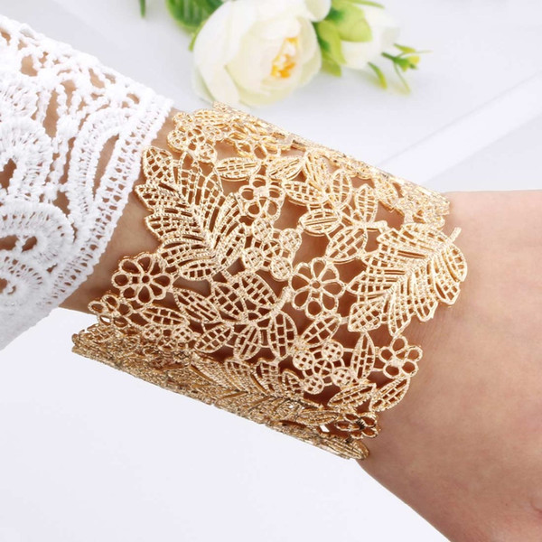 Gold Cuff Bangles For Women Big Hollow Flower Fashion Bangles Indian Girls Bracelets & Bangles Female Cute Ladies Jewelry