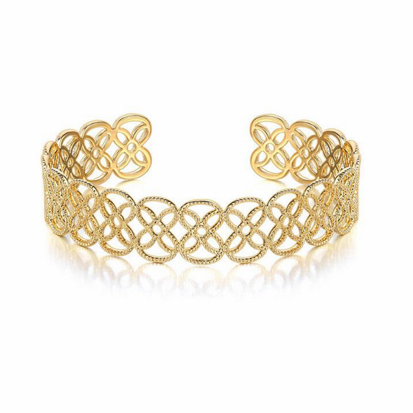 Simple retro hollow flower Cuff bracelet & Bangles gold-plated explosive jewelry