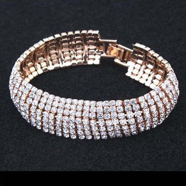 Fashion Full of diamond bling bracelets bangles geometry crystal bracelet for wedding party 19x1.6cm Free Shipping