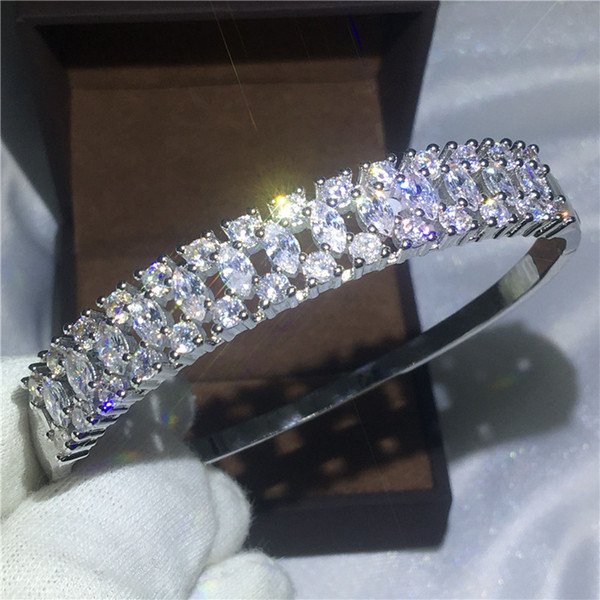 High Quality Sparkling Bridal bracelet Diamond S925 Silver Filled Engagement Bangle for women wedding accessaries Jewelry