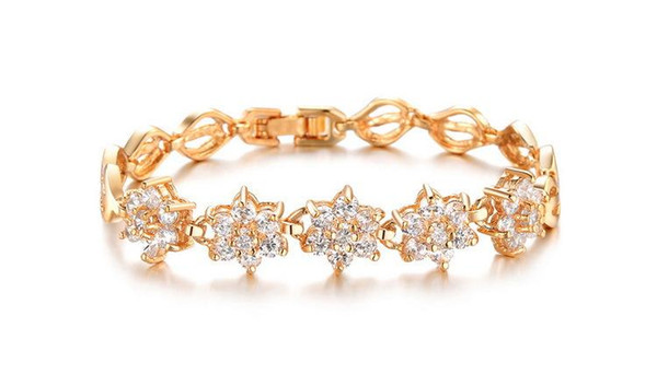 Bridal fashion features exquisite gift Roman 3A Zircon 18K gold-plated bracelet wholesale handmade trinkets KS441