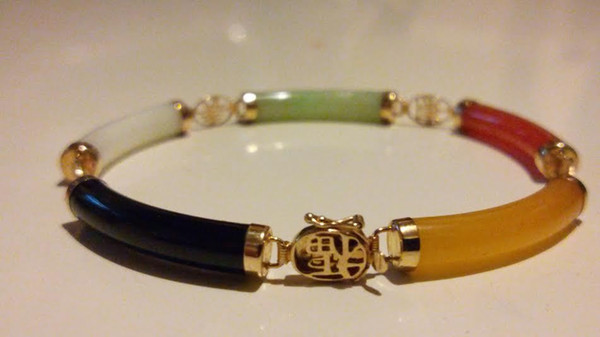 Wholesale Cheap FABULOUS QVC 14k Yellow Gold Chinese Jade Bracelet