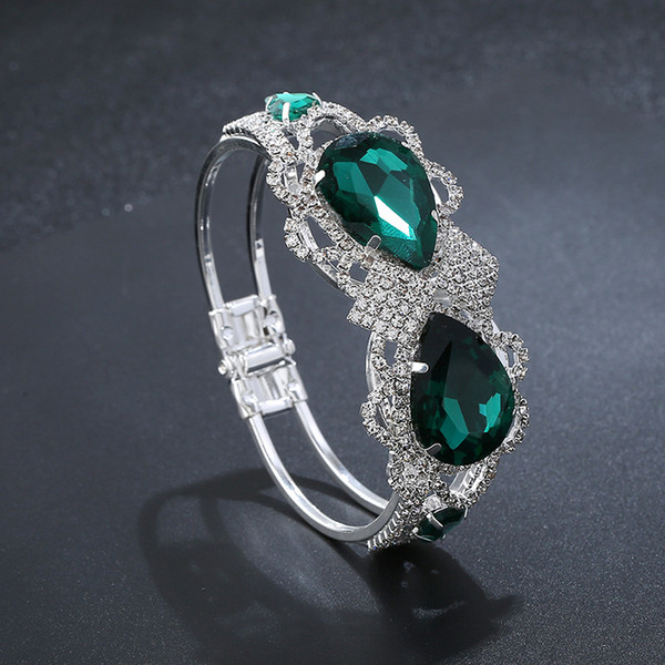 Vintage Turquoise Emeralds Silver Luxury Fashion Wedding Bracelet Jewelry for Women