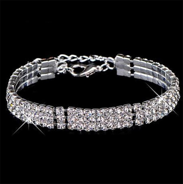 2018 New Hot Sell Gold Color Austrian Crystal Brand Jewelry Multi-chain Rhinestone Bracelet Women Wedding Jewellry