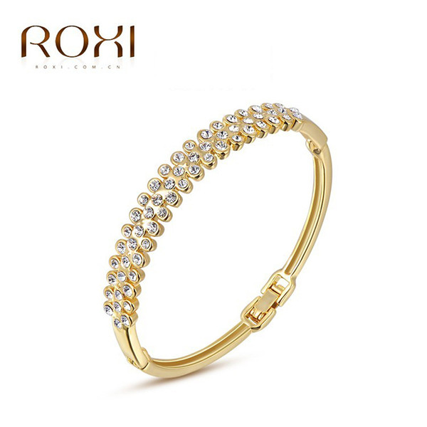 ROXI Hand Jewelry Wholesale Inlaid Austria Crystal 18K Gold Three Row Drill Bracelet High-end Bracelet