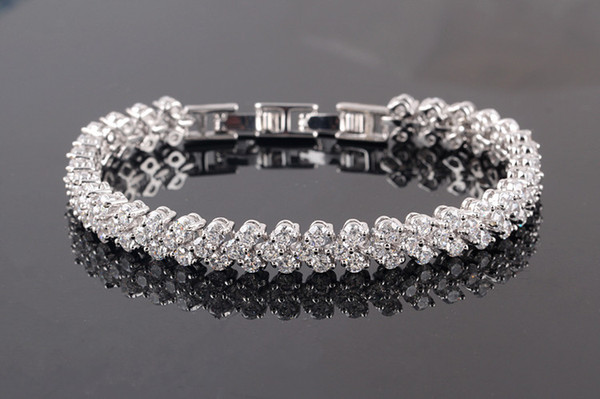 Europe and America Rome Crystal Silver Bracelet Bracelet Diamond Women's Accessories