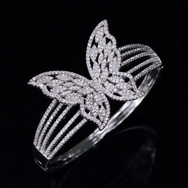 Luxury shiny bridal party zircon big butterfly bracelets bracelets gifts for lovers