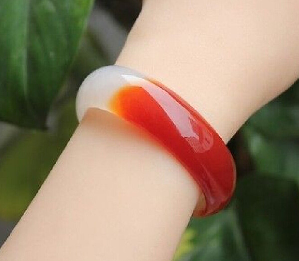 NEW RARE HOT red and white AGATE NATURAL JADE BANGLE BRACELET 54-70mm