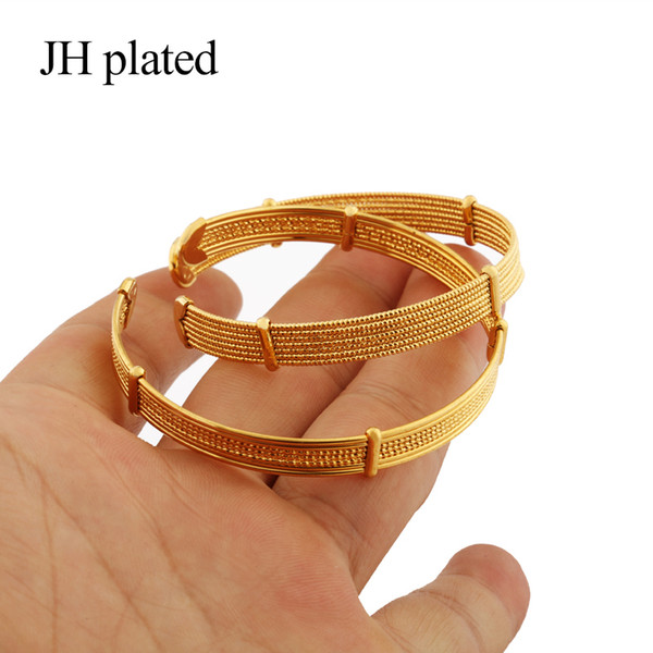 JHplated African Fashion gold color bangles jewelry women Party wedding girl friend gifts Stretchable Adjustable size Bracelet