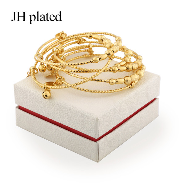 JHplated African Ethiopia New Fashion gold color bangles jewelry for women Party wedding gifts Bracelet Adjustable size