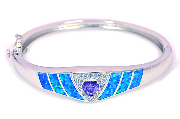 Wholesale & Retail Fashion Fine Blue Fire Opal Heart Bangles Jewelry For Women BNT1522006