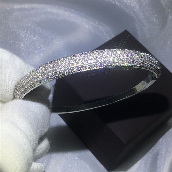 Brand Fashion Pave setting 300pcs Diamond Baguette bracelet Big shinning bangle for women wedding accessaries