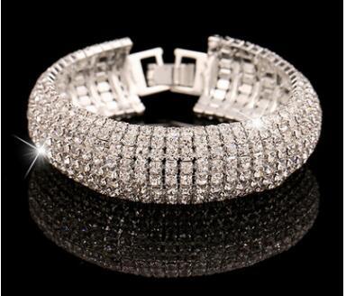 Full of diamond bling bracelets bangles geometry crystal bracelet for wedding party 19x1.6cm