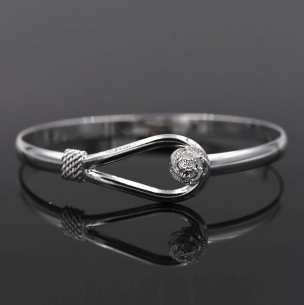 Romantic Rose Flower Bracelet Plated 925 Sterling Silver Bracelets Bangle For Wholesale Women Temperament Simple Fine Friendship Jewelry New