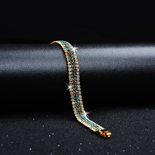 Zircon Tennis Bracelet for girls Luxury wedding Jewelry Blue Crystal charms Bracelet 18.5cm Link chain jewelry wholesales