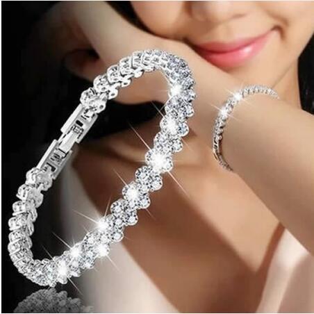 Luxury Vintage Bracelet Crystal Bracelets For Women Charm Silver Bracelets & Bangles Femme Bridal Wedding Fine Jewelry Gift