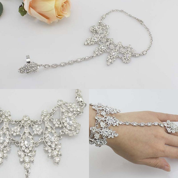 2016 Luxury Fashion Bridal Wedding bracelets Jewelry Gloves Crystal Rhinestone Jewelry Slave Bracelet Wristband Harness Cuff bracelets women