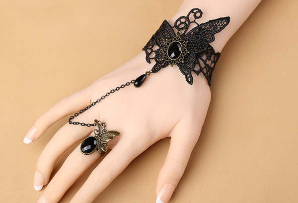 2019 summer fashion new European and American retro court gothic style butterfly lace bracelet bracelet bracelet band ring