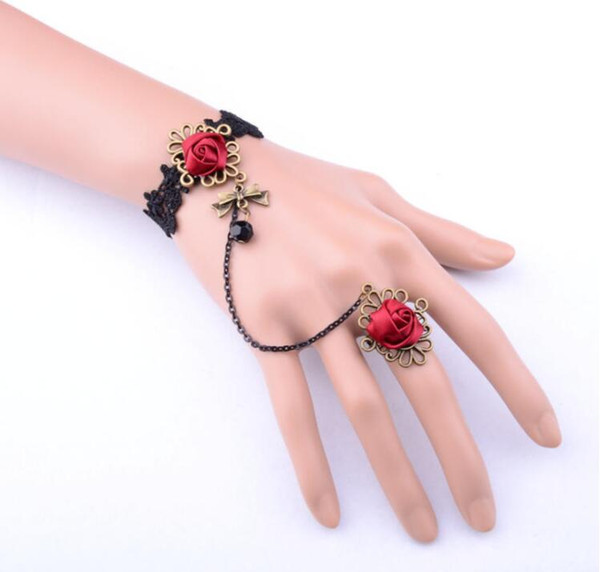 New style fashionable gothic wind dark red rose decorates bracelet wrist of bracelet of sexy bud silk to act the role of female