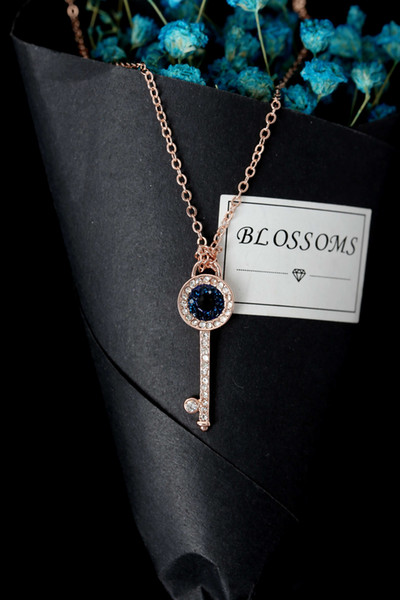 New DUO devil's eye romantic key necklace clavicle chain female pendant jewelry