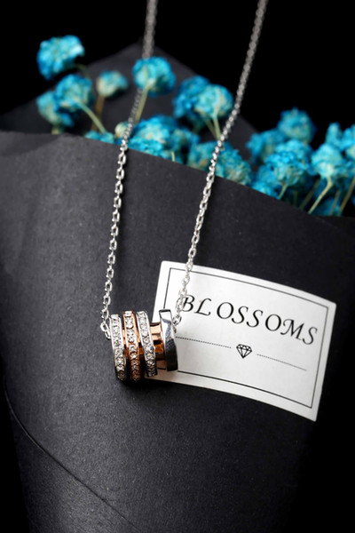 Original alloy material Transfer beads crystal necklace clavicle lover birthday gift VIO silver with a full set of counter packaging