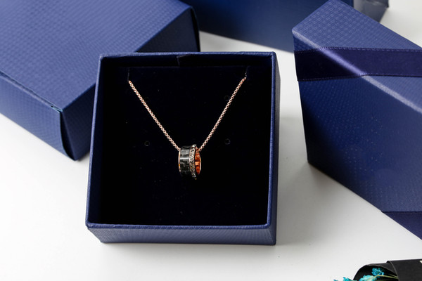 2019 new trend fashion couple models single ring black crystal transfer beads necklace