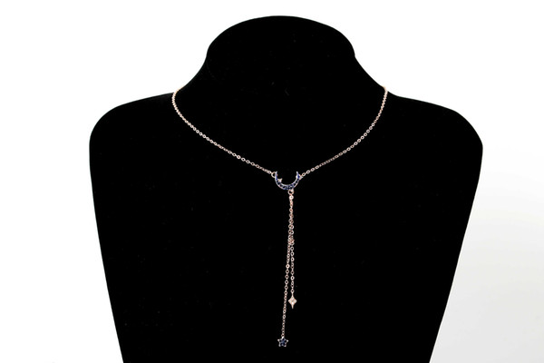 Star Moon Necklace Long Fashion Bohemia Female Clavicle Sweater Chain Jewelry Flashing Night Sky, Romantic Style