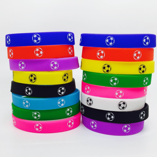 Brand New football silicone wristbands Bracelets sports Stretch wholesale colors mens and womens harmless jewelry fashion
