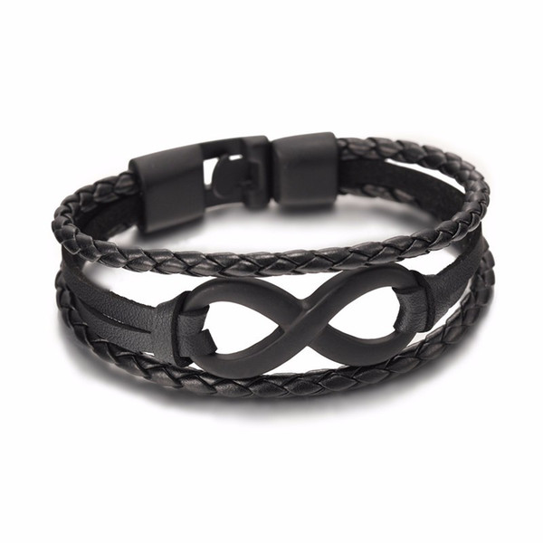 2019 Hot sale high quailty Infinity Bracelet Bangle Genuine Leather Hand Chain Buckle friendship men women bracelet