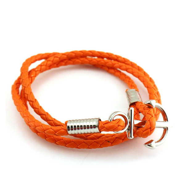 retro naval style leather bracelet retractable bracelet three-ring anchor braided back charms Bracelet & Bangle For Women and men Jewelry