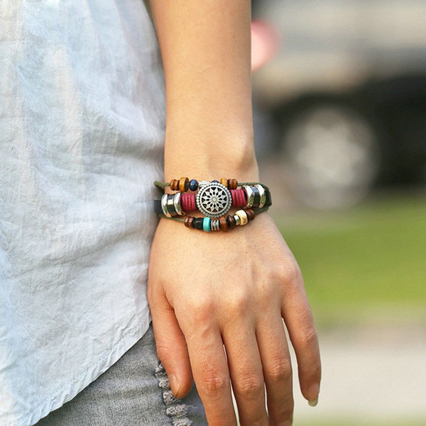 Vintage Bohemia Wind Beaded Multilayer Hand Woven Bracelet Boot Charm Handmade Rhinestone Bling Silver Women Accessories
