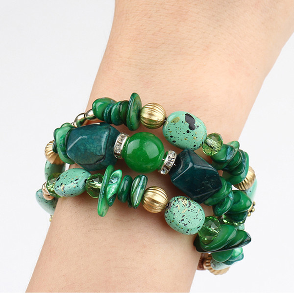 Brand Woman Boho Multilayer Beads Charm Bracelets for Women Vintage Resin Stone Bracelets & Bangles Pulseras Ethnic Jewelry