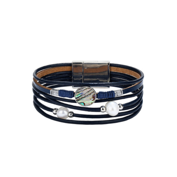 2019 new Vintage Multiple Layers Leather Bracelets For Women Men New Simulated Pearl Fashion Charms Bracelet Femme Statement Jewelry