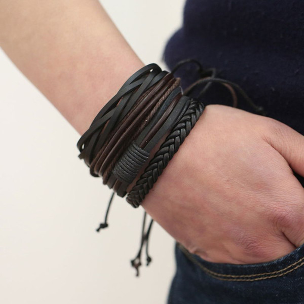 2018 New Sport Punk Bracelets & Bangles mens leather bracelets 2018 Pulseira Masculina Jewelry Charm Bileklik Pulseiras Boyfriend Girlfriend