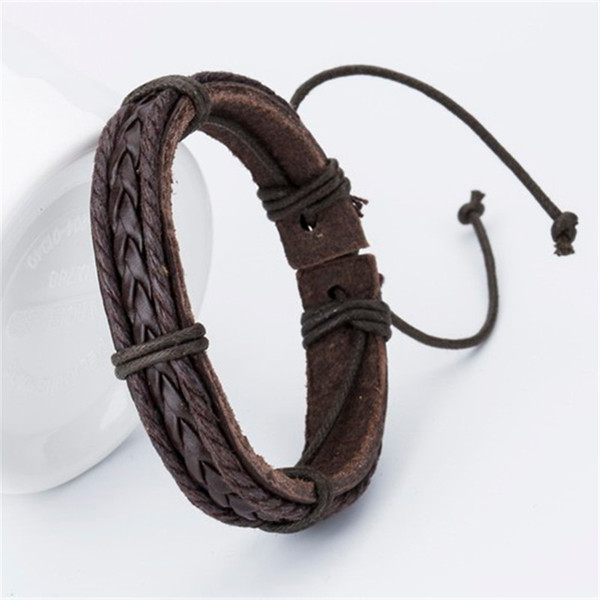 2019 New Fashion Leather Women's Men's Charm Bracelets Girls Handmade Weave Charm Bracelets Black Trend street