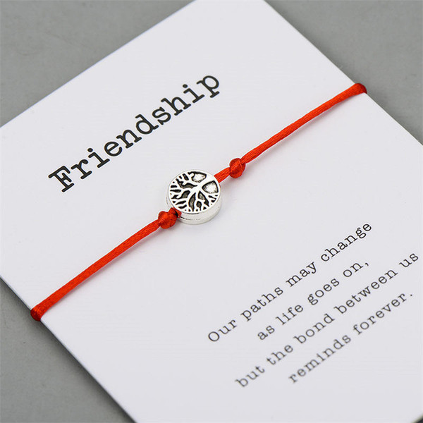 Life Tree Charm Bracelets for Women Men Children Lucky Red String Friendship Wish Bracelets Jewelry Gift Adjustable