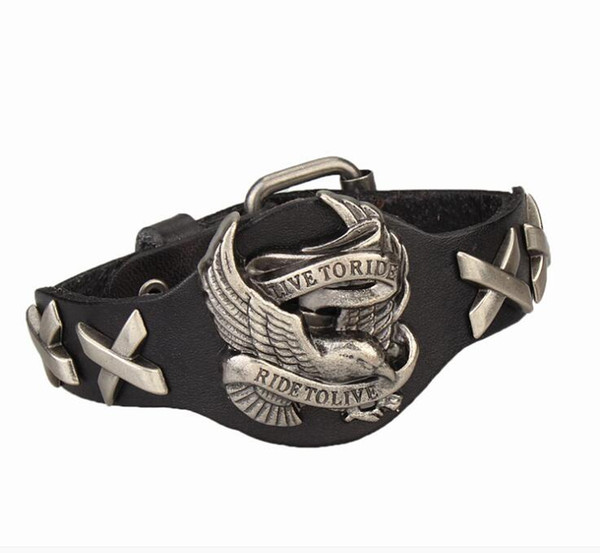 Hand chain manufacturer creative han version of the hot leather bracelet Lover cowhide alloy bracelet wholesale free shipping