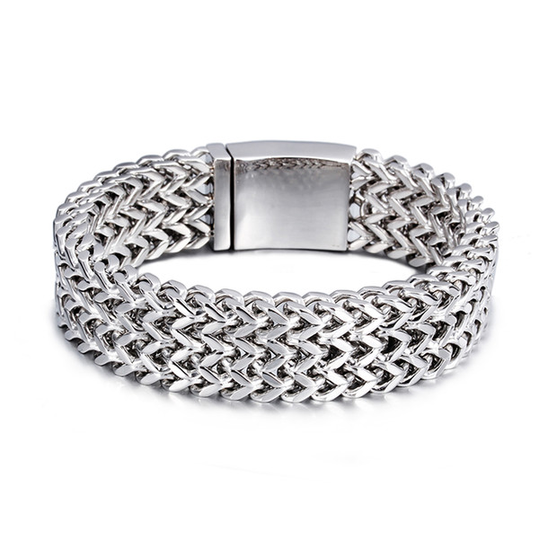 Classical Father's Day's Gift Street Style 18mm 102g Biker Huge Heavy Stainless Steel 3 Row Figaro Chain Bracelet Men Hip-hop Jewelry