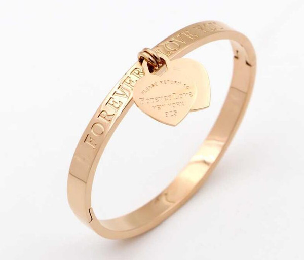 Fashionable beautiful European and American jewelry forever love Double heart bracelet female models titanium steel rose gold bracelet