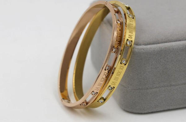 Korean version of the Roman digital bracelet fashion ladies titanium steel diamond buckle bracelet jewelry