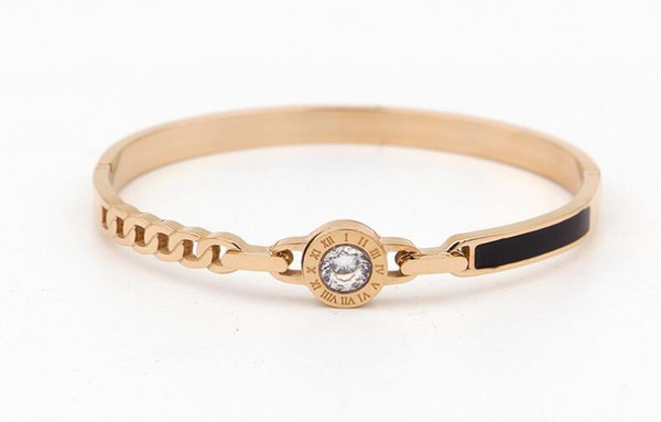 Titanium steel jewelry Korean version of the imitation chain black drip Rome digital single-Bang dark buckle bracelet