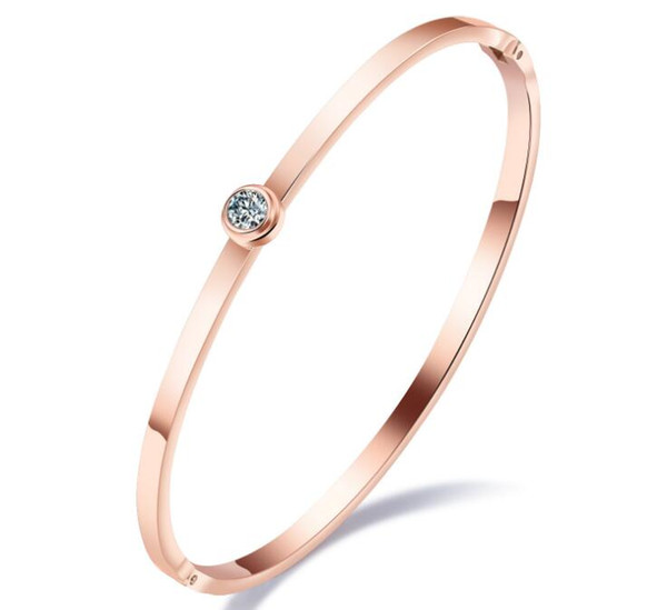 Korean version of hot jewelry titanium steel rose gold single drill bracelet minimalist fashion women's jewelry
