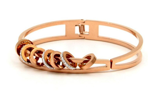 Korean version of the temperament personality seven circle mud full diamond bracelet temperament wild titanium steel bracelet