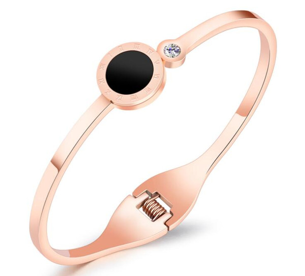 Japan and South Korea plated rose gold bracelet female simple personality girlfriend popular Roman digital diamond bracelet jewelry