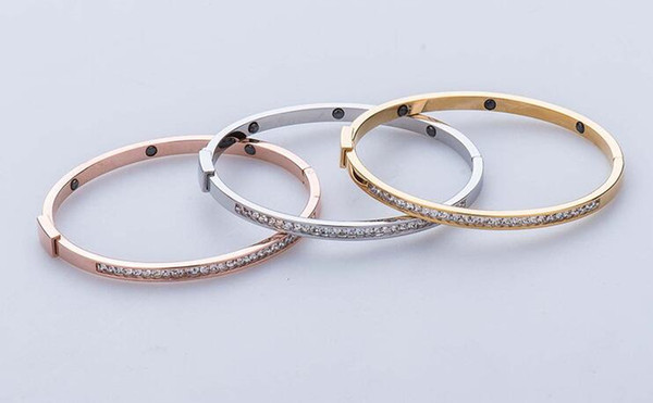 Europe and the United States fashion wild crystal diamond bracelet full diamond rose gold titanium steel bracelet 18k diamond bracelet
